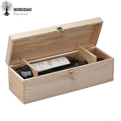 HONGDAO factory price unfinished solid pine wood gift box packing for single bottle