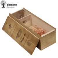 HONGDAO vintage darker wood color single bottle wooden wine box with logo custom