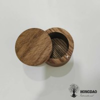 HONGDAO Custom Made Vintage Small Round Wooden Craft Ring Boxes