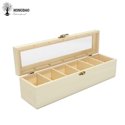 HONGDAO acrylic clear lid wooden gift box with multiple compartments packaging