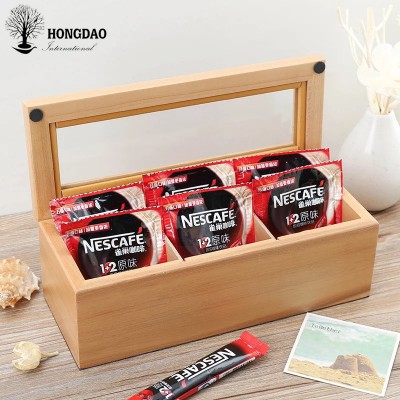 HONGDAO custom logo wooden tea bag gift packaging box with glass window