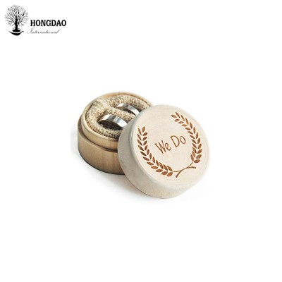 Hongdao Custom cheap price small round shape wooden box with laser engraved logo