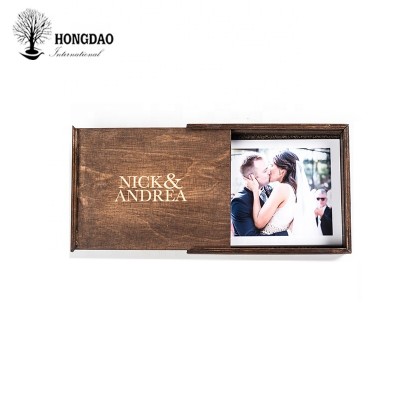 HONGDAO wooden album box,sliding lid wooden album box,unfinished wooden album box wholesale_M