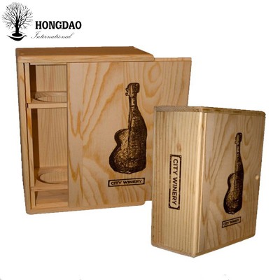 HONGDAO custom made unfinished wooden wine box for one or two bottle wholesale